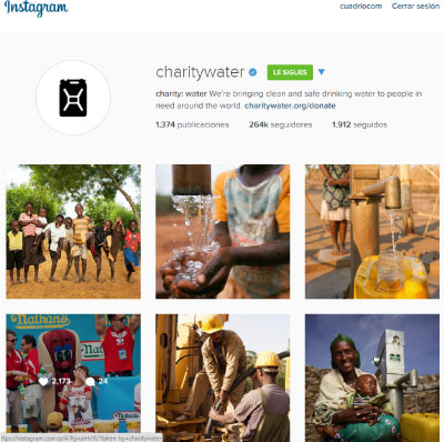 Charity Water en Instagram