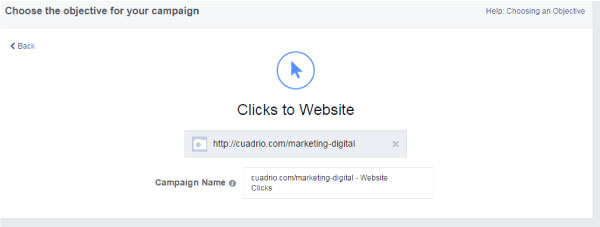 Facebook Ads: Url de destino